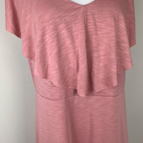 Soft Surroundings Pink Maxi Dress Medium V-Neck Ruffle - Picture 9 of 10